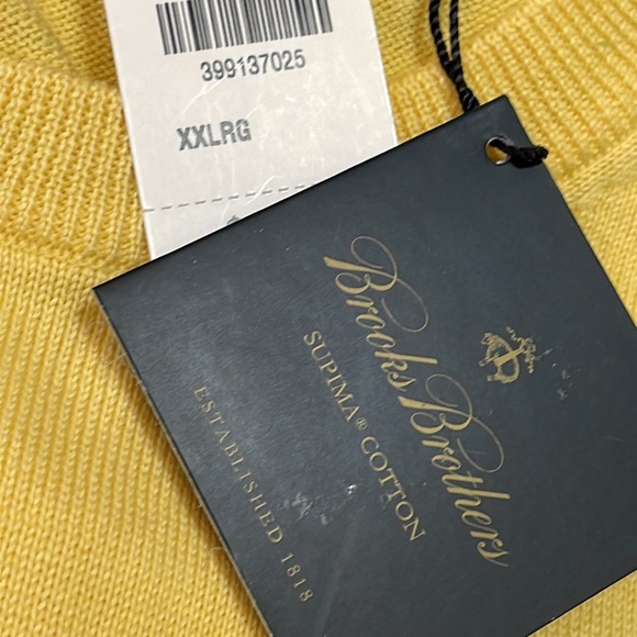 Brooks Brothers NWT Yellow Crew Neck Sweater Size XXL 100% Supima Cotton - Picture 13 of 13